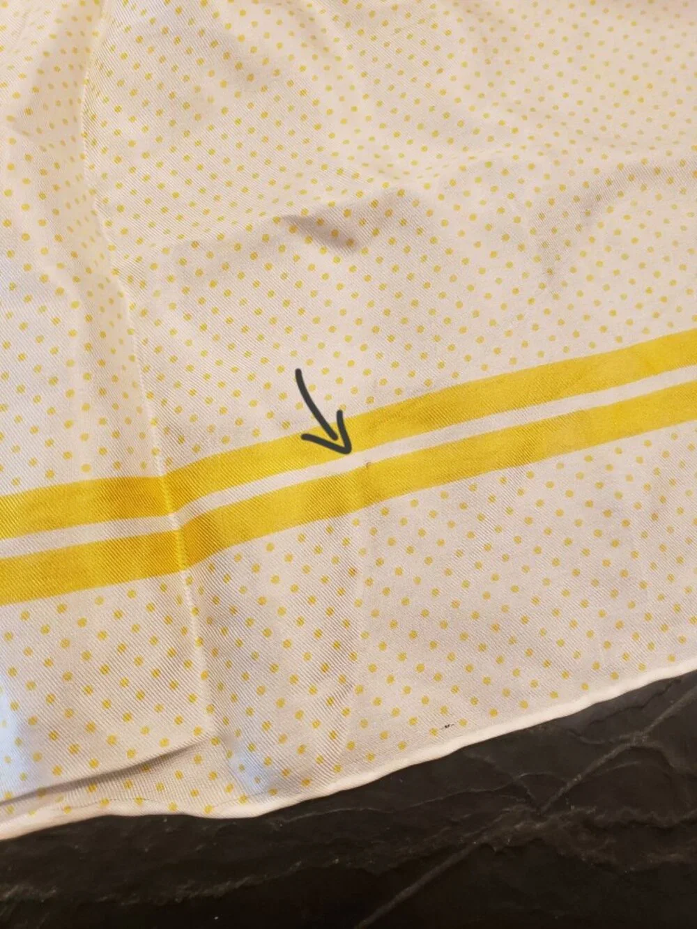 Echo Vintage Yellow Cream Polka Dot Silk Feel Square Scarf 26x26